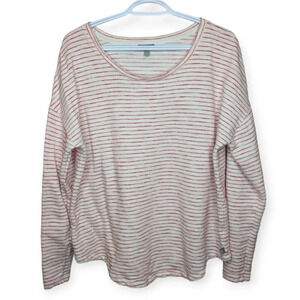 T by Talbots Red & White Stiped 100% Cotton Terry Cloth Long Sleeve Top Women L